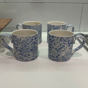 Scilla Burleigh vintage Blue Floral Ceramic Mugs Set